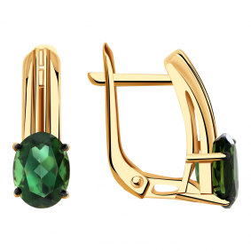 Золотые серьги Александра кл2876а-26ск с турмалином кл2876а-26ск фото