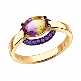 Золотое кольцо Александра кл2877-49ск-си с фианитом и аметрином кл2877-49ск-си фото