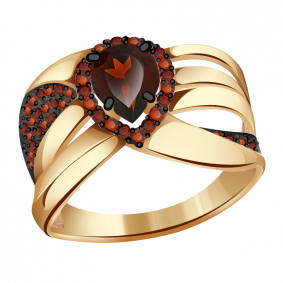 Золотое кольцо Александра кл2878-2ск-к с фианитом и гранатом кл2878-2ск-к фото