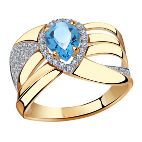 Золотое кольцо Александра кл2878-78ск с топазом и фианитом кл2878-78ск фото