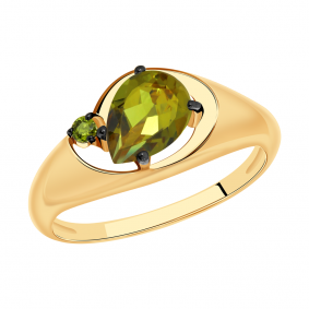 Золотое кольцо Александра кл2879-48ск-са с фианитом и султанитом кл2879-48ск-са фото