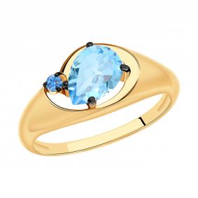 Золотое кольцо Александра кл2879-78ск-г с топазом и фианитом кл2879-78ск-г фото
