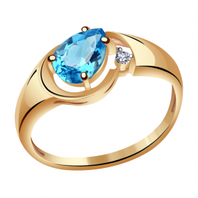 Золотое кольцо Александра кл2879-78ск с топазом и фианитом кл2879-78ск фото