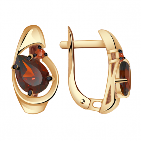 Золотые серьги Александра кл2879а-2ск с гранатом кл2879а-2ск фото