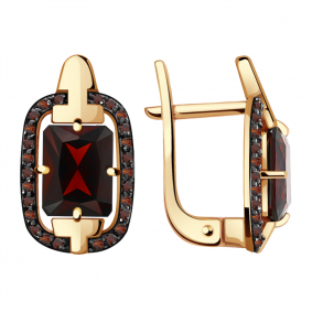 Золотые серьги Александра кл2880а-2ск-к с фианитом и гранатом кл2880а-2ск-к фото