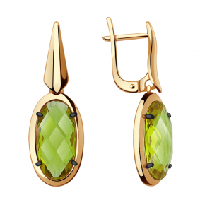 Золотые серьги Александра кл2881а-48ск с султанитом кл2881а-48ск фото