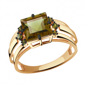 Золотое кольцо Александра кл2882-48ск-са с фианитом и султанитом кл2882-48ск-са фото