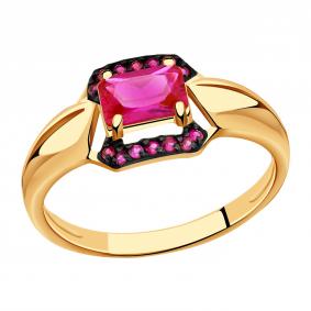 Золотое кольцо Александра кл2885-30ск-р с фианитом и рубиновым корундом кл2885-30ск-р фото