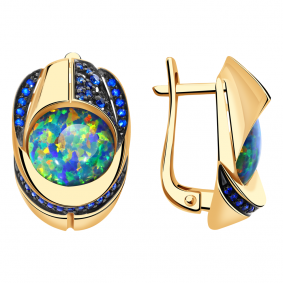 Золотые серьги Александра кл2886а-15ск-с с фианитом и опалом кл2886а-15ск-с фото