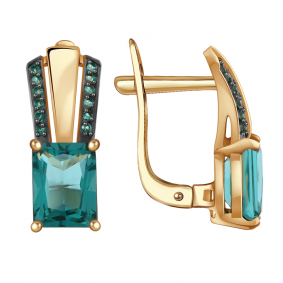 Золотые серьги Александра кл2889а-64ск-з с фианитом и Параиба кл2889а-64ск-з фото