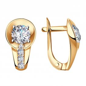 Золотые серьги Александра кл2890а-62ск с Swarovski кл2890а-62ск фото