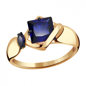 Золотое кольцо Александра кл2894-27ск с гидротермальным сапфиром кл2894-27ск фото