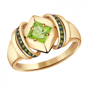 Золотое кольцо Александра кл2897-5ск-са с фианитом и хризолитом кл2897-5ск-са фото