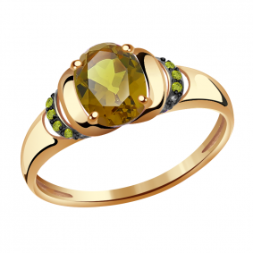 Золотое кольцо Александра кл2898-48ск-са с фианитом и султанитом кл2898-48ск-са фото