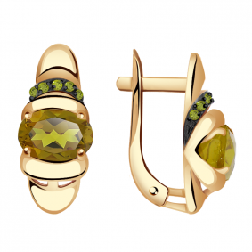 Золотые серьги Александра кл2898а-48ск-са с фианитом и султанитом кл2898а-48ск-са фото