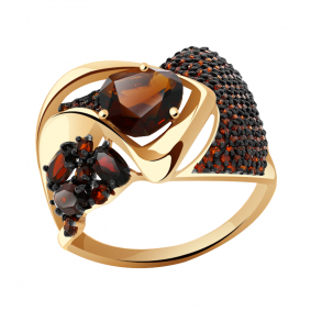 Золотое кольцо Александра кл2901-34ск-к с фианитом и гранатом кл2901-34ск-к фото