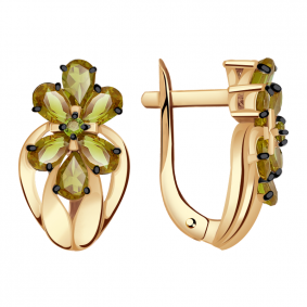 Золотые серьги Александра кл2904а-48ск с султанитом кл2904а-48ск фото