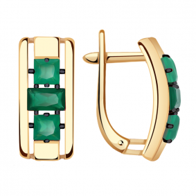 Золотые серьги Александра кл2907а-12ск с агатом кл2907а-12ск фото