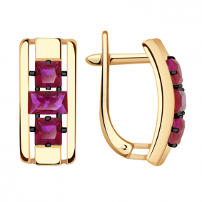 Золотые серьги Александра кл2907а-30ск с рубиновым корундом кл2907а-30ск фото