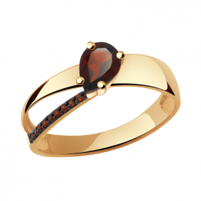 Золотое кольцо Александра кл2912-2ск-к с фианитом и гранатом кл2912-2ск-к фото