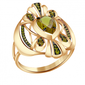 Золотое кольцо Александра кл2913-48ск-са с фианитом и султанитом кл2913-48ск-са фото