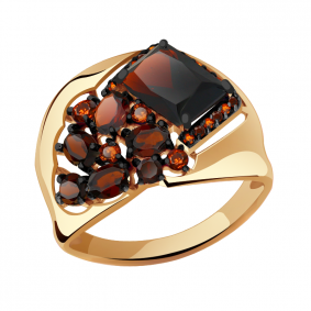 Золотое кольцо Александра кл2915-2ск-к с фианитом и гранатом кл2915-2ск-к фото