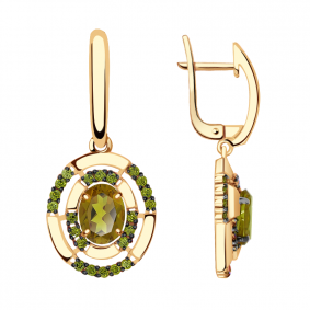 Золотые серьги Александра кл2920а-48ск-са с фианитом и султанитом кл2920а-48ск-са фото