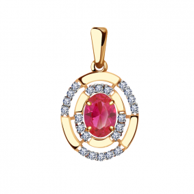 Золотая подвеска Александра кл2920б-30ск с фианитом и рубиновым корундом кл2920б-30ск фото