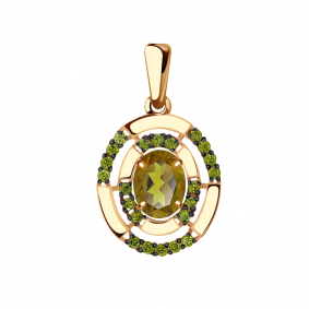 Золотая подвеска Александра кл2920б-48ск-са с фианитом и султанитом кл2920б-48ск-са фото