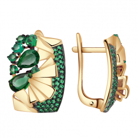 Золотые серьги Александра кл2923а-26ск-з с фианитом и турмалином кл2923а-26ск-з фото