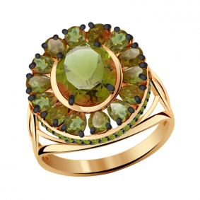 Золотое кольцо Александра кл2925-48ск-са с фианитом и султанитом кл2925-48ск-са фото