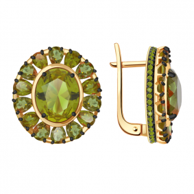 Золотые серьги Александра кл2925а-48ск-са с фианитом и султанитом кл2925а-48ск-са фото