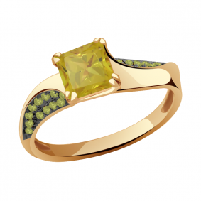 Золотое кольцо Александра кл2927-48ск-са с фианитом и султанитом кл2927-48ск-са фото