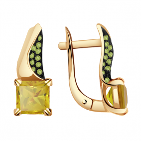 Золотые серьги Александра кл2927а-48ск-са с фианитом и султанитом кл2927а-48ск-са фото