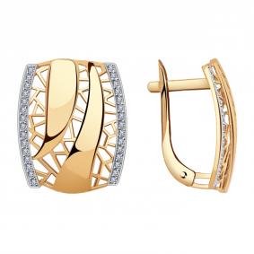 Золотые серьги Александра кл2930аск с фианитом кл2930аск фото