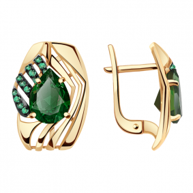 Золотые серьги Александра кл2931а-26ск-з с фианитом и турмалином кл2931а-26ск-з фото