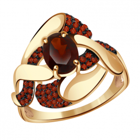 Золотое кольцо Александра кл2938-2ск-к с фианитом и гранатом кл2938-2ск-к фото