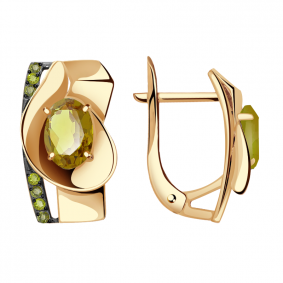 Золотые серьги Александра кл2939а-48ск-са с фианитом и султанитом кл2939а-48ск-са фото