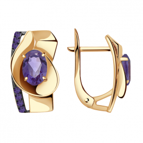 Золотые серьги Александра кл2939а-9ск-си с фианитом и александритом кл2939а-9ск-си фото