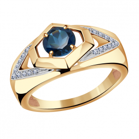 Золотое кольцо Александра кл2944-28ск с фианитом и Лондон топазом кл2944-28ск фото