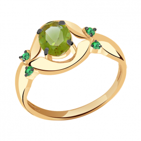 Золотое кольцо Александра кл2946-48ск-з с фианитом и султанитом кл2946-48ск-з фото