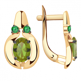 Золотые серьги Александра кл2946а-48ск-з с фианитом и султанитом кл2946а-48ск-з фото