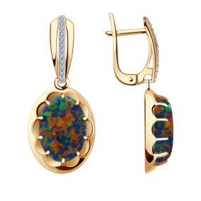 Золотые серьги Александра кл2950а-15ск-2 с фианитом и опалом кл2950а-15ск-2 фото