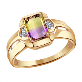 Золотое кольцо Александра кл2953-49ск с фианитом и аметрином кл2953-49ск фото