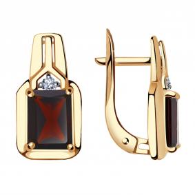 Золотые серьги Александра кл2953а-2ск с фианитом и гранатом кл2953а-2ск фото