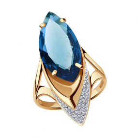 Золотое кольцо Александра кл2957-58ск с фианитом и Лондон топазом кл2957-58ск фото