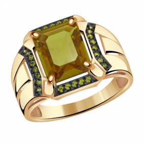 Золотое кольцо Александра кл2965-48ск-са с фианитом и султанитом кл2965-48ск-са фото