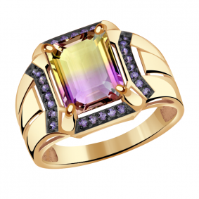 Золотое кольцо Александра кл2965-49ск-си с фианитом и аметрином кл2965-49ск-си фото