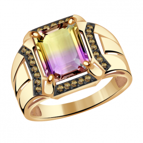 Золотое кольцо Александра кл2965-49ск-ш с фианитом и аметрином кл2965-49ск-ш фото