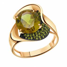 Золотое кольцо Александра кл2968-48ск-са с фианитом и султанитом кл2968-48ск-са фото